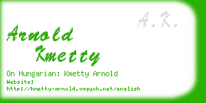 arnold kmetty business card